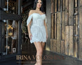 Beautiful Mini Dress With Scarf. Lace Mini Dress for Bachelorette Party.  Corset Mini Dress for Bride. White Reception Dress