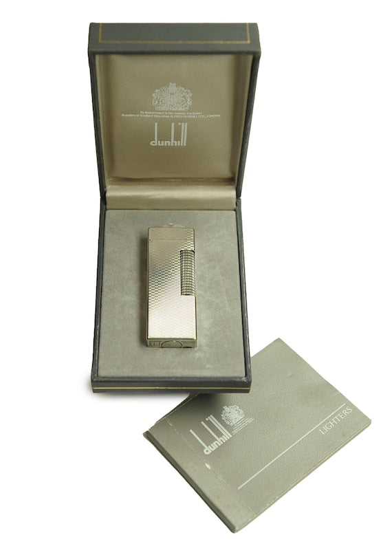 Dunhill Silver Plated Working Rollagas Lighter With Dunhill Box Serviced