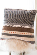 NEVADA GRAY AND TAUPE WOVEN PILLOW COVER-PILLOWS-BRAIDED CROWN