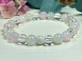Armband Wechseljahre Mondstein Rosenquarz Bergkristall echt 8mm mit 925er Sterling Silber Gold Roségold 7mm facettiert - Handmade
