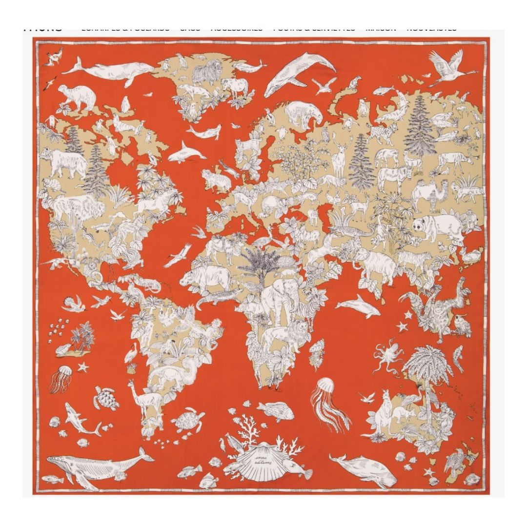 Inoui Editions - Inoui Editions - Atlas orange - Carre 130 x 130 cm soie et modal - ARTY DANDY