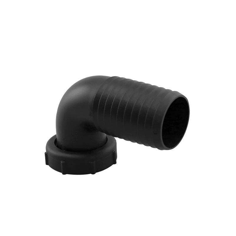 Lalizas Inlet Elbow Fitting for 38mm hose,1 1/2" thread tightening ring,black (72133)
