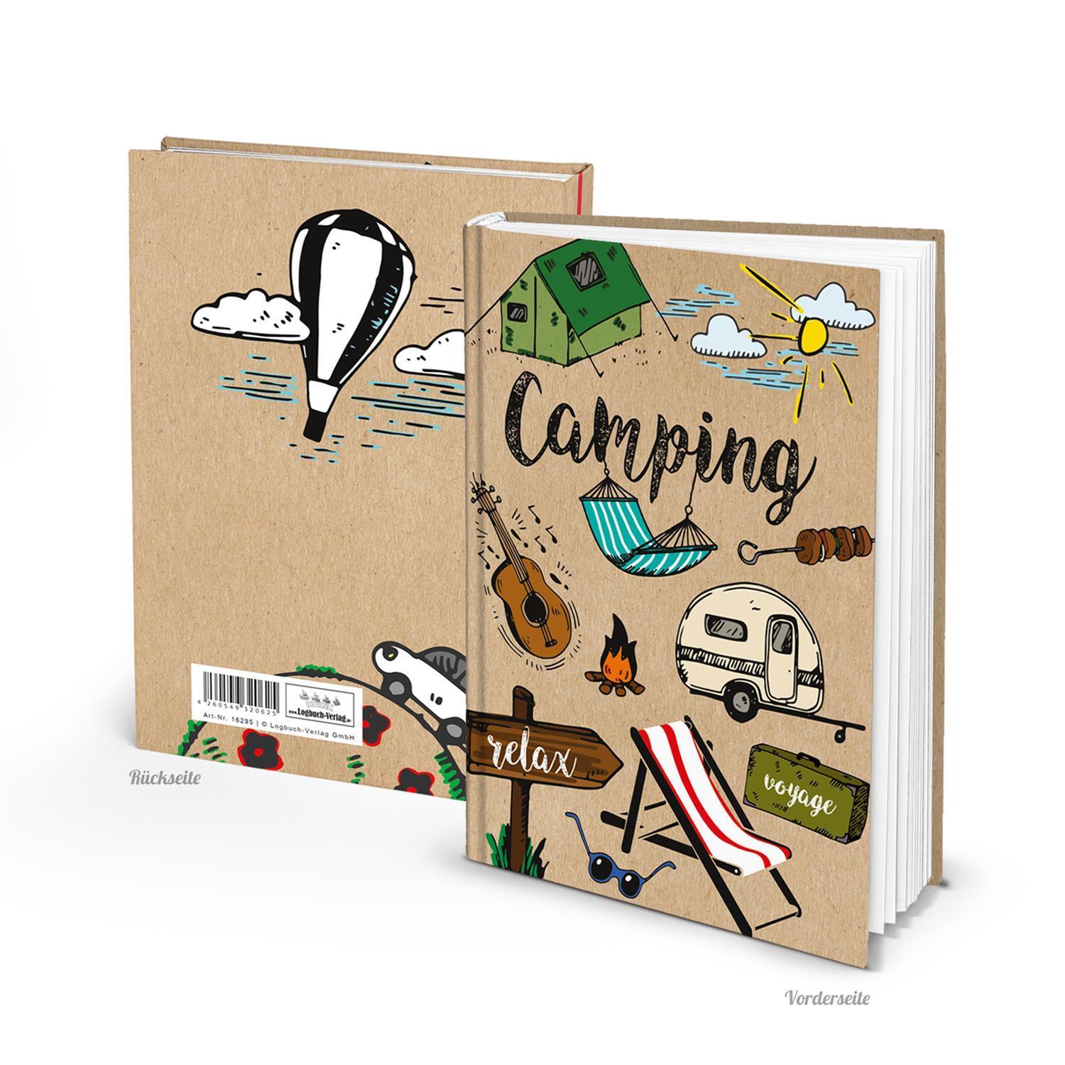 Kleines Camping Tagebuch Reisetagebuch RELAX VOYAGE Reisebuch Urlaub Wohnmobil Camper Camping - Bus als Fahrtenbuch Notizbuch Camping - Urlaub Wohnmobil DIN A5 Gitarre HARDCOVER als Geschenk - Logbuch - Verlag
