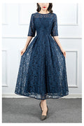 Lace Half Sleeved Aline Midi Fall Wedding Guest Dress - $67.4784 #S1549