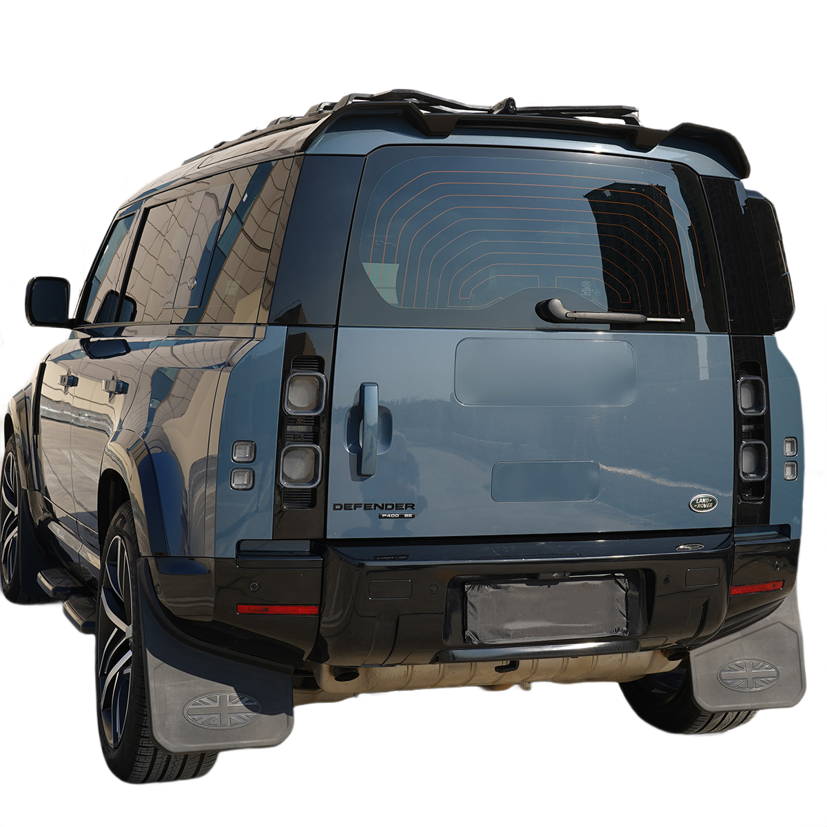 Rear view of Land Rover Defender with Spare Wheel Cover
