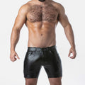 Locker Gear Punch Hole Leatherette Cargo Short Black