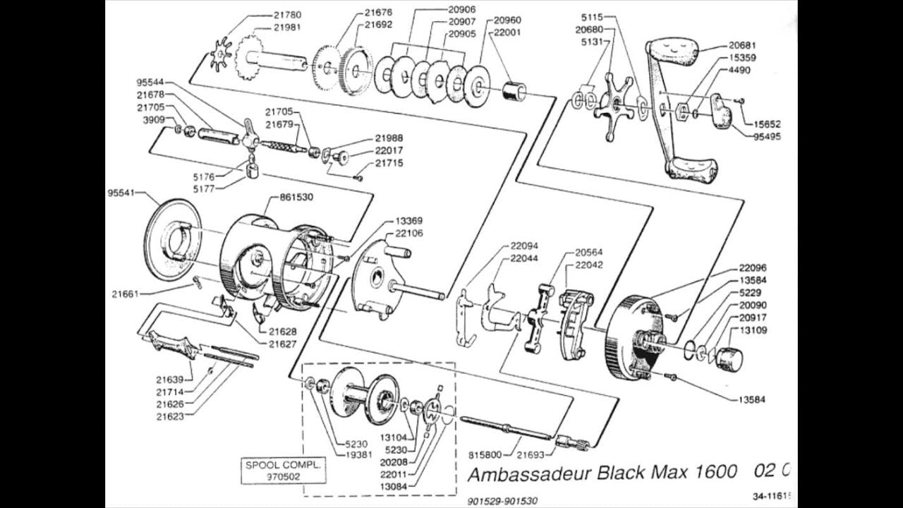 Fishing Reel Abu Garcia Black Max Reel Diagram AMBASSADEUR BLACK MAX  Catalog Parts Reel