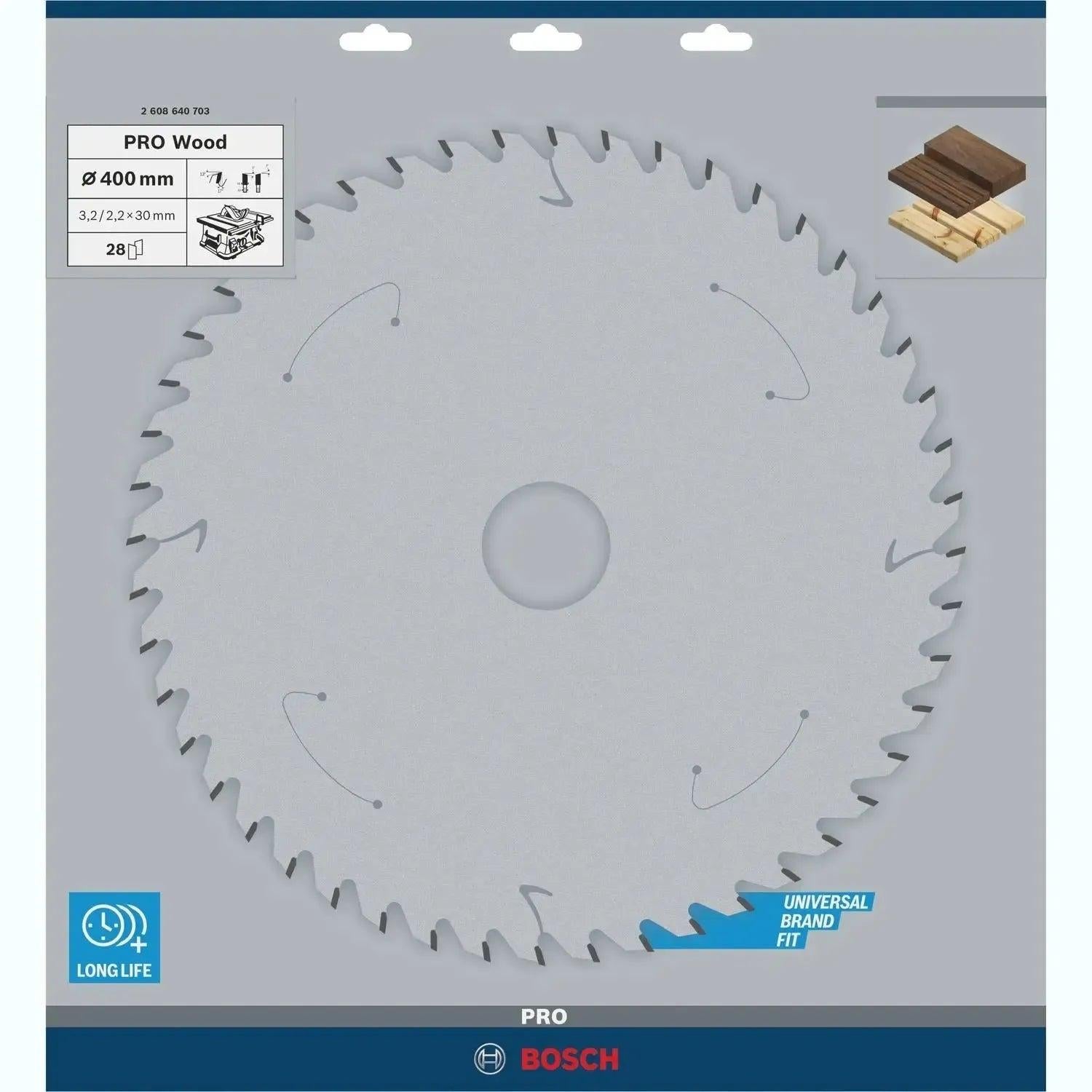 Bosch Professional Cirkelzaagblad voor Hout | PRO Wood | Ø 400mm Asgat 30mm 28T - 2608640703 - - - Mastertools.nl
