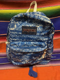 Jansport Backpack Blue & White Pattern Rose School Backback