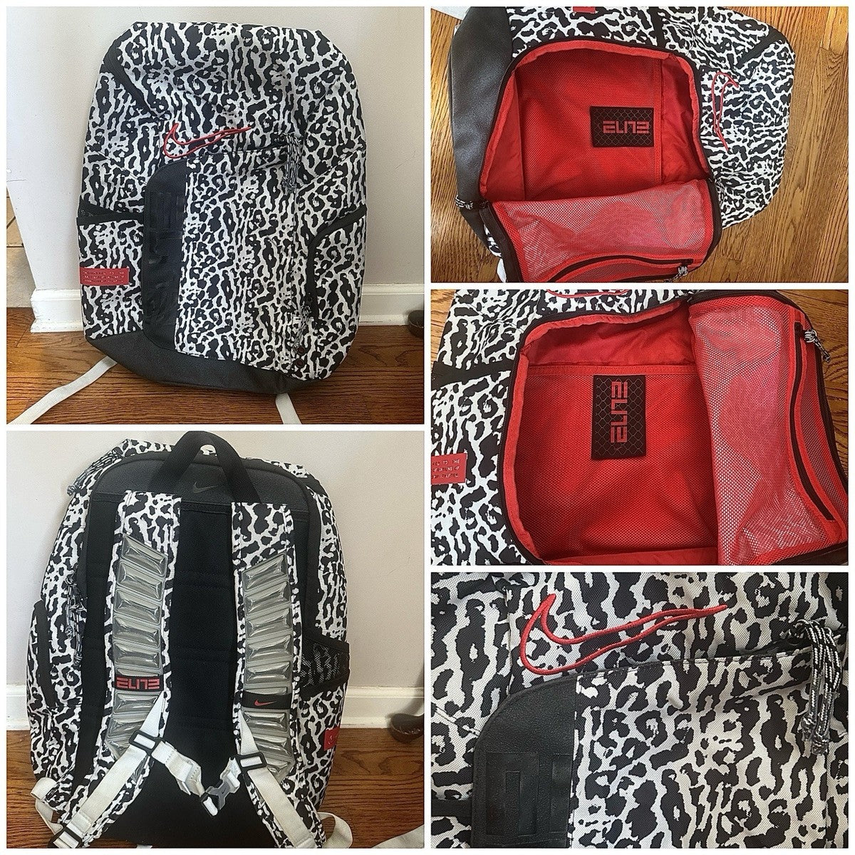Nike Elite Leopard Print Team Issued Green Black Gray Elite Backpack Rare!  Red