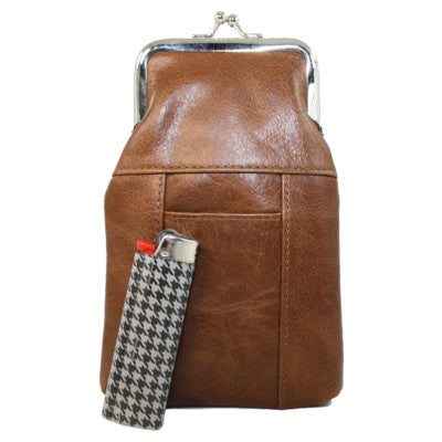 Women's Leather Cigarette Case & Lighter Holder in Multiple Colors