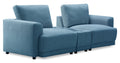 Voyage Modular 3-Piece Fabric Sectional with Console and Removable Back Cushions – Blue | Sofa sectionnel modulaire Voyage 3 pièces en tissu avec console et coussins de dossier amovibles - bleu