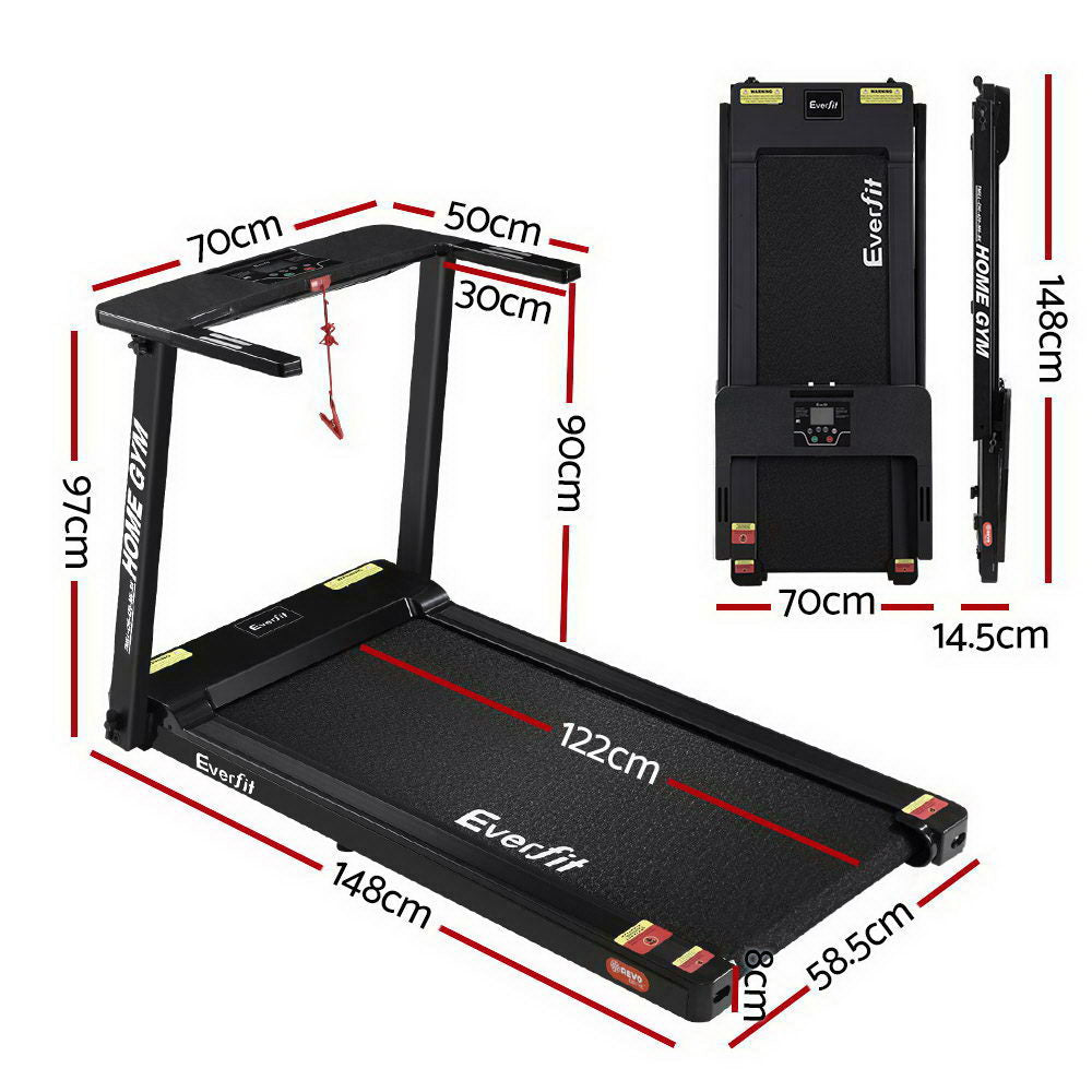 Everfit Electric Treadmill Home Gym Exercise Running Machine Fitness Equipment Compact Fully Foldable 420Mm Belt Black