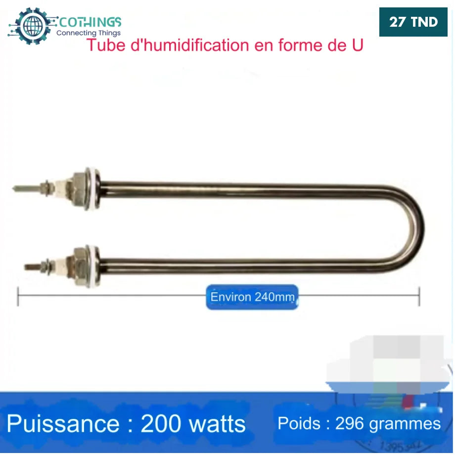 Tube humidificateur en forme de U puissance 200w longueur 24cm