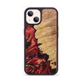 iPhone 14 Wood+Resin Phone Case - Heather (Red, 637696)