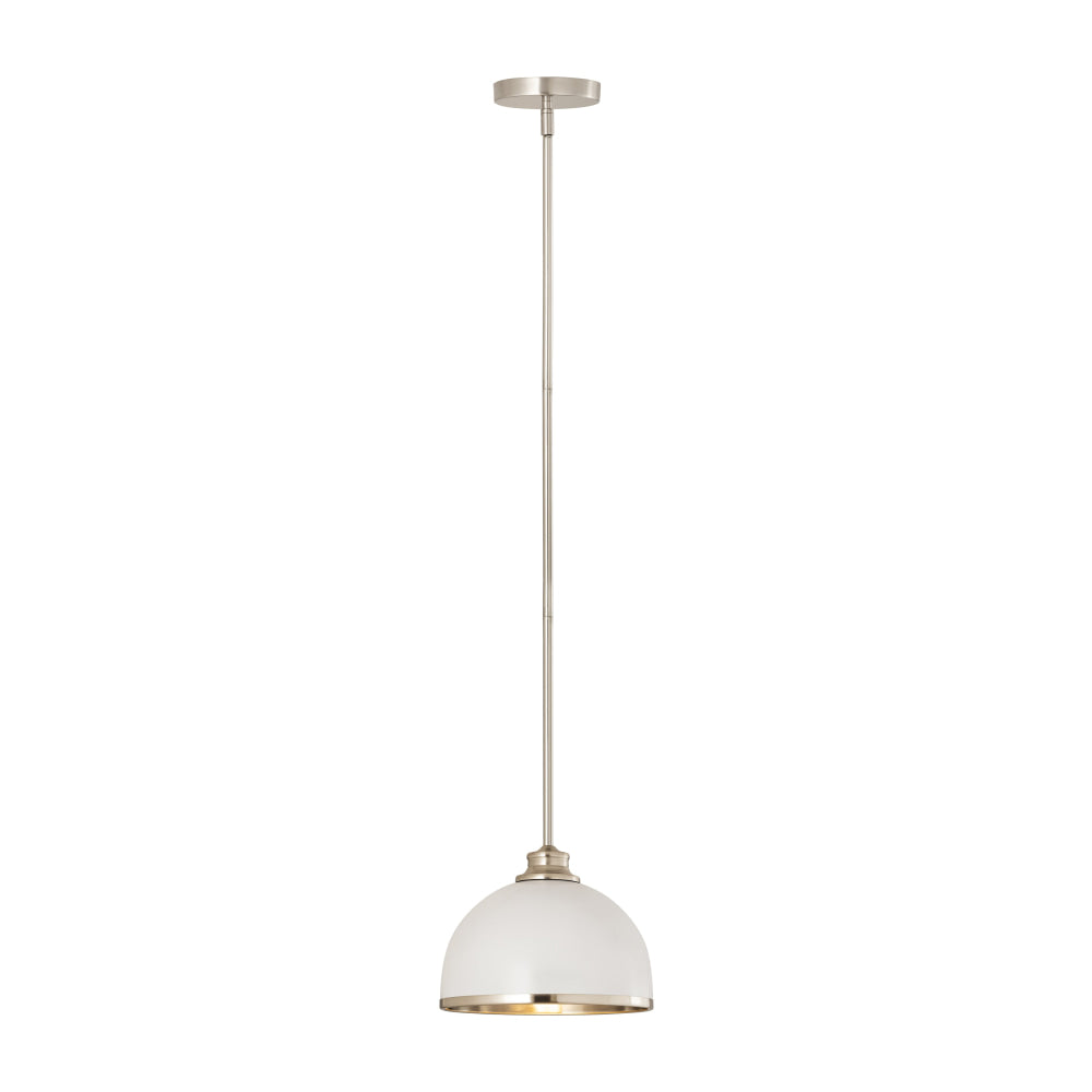 Z-Lite Landry Matte White Brushed Nickel 1 Light Pendant 1004P10-MW-BN | theLightShop