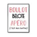 Affiche Belote C'est ma Routine - Planetee